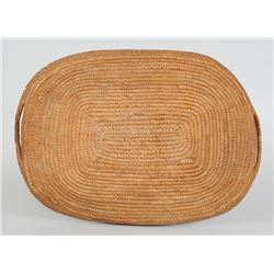 Large Salish Handled Basketry Tray 25" L. 17 1/2" W.  Fair Condition