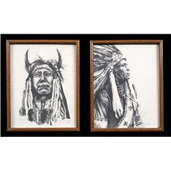 Two Prints; "Raven Blanket Nez Perce" 392/500 and "Two Moons, Cheyenne" 427/500 Both in Good Conditi