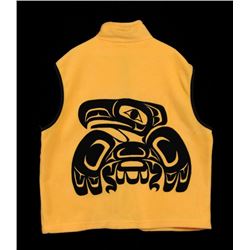 Northwest Coast Applique Work Vest with Raven Design Size XXL  Good Condition