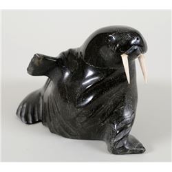 Inuit Soapstone Carving of a Walrus 7" L. 5" H.  Fair Condition