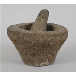 Stone Mortar and Pestle 7 1/2" D. 4 3/4" H.
