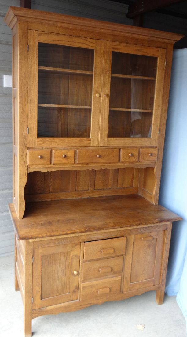 Oak kitchen cupboard, flour bin, 8 drawers, 84” h x 48” w x 24” d, nice