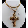 Image 1 : LARGE 14K YELLOW GOLD CUSTOM MADE DIAMOND CROSS