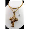 Image 3 : LARGE 14K YELLOW GOLD CUSTOM MADE DIAMOND CROSS