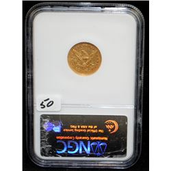 SCARCE 1852-0 $2 1/2 LIBERTY GOLD COIN - NGC AU55