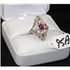 Image 1 : ANTIQUE LADIES 18K RUBY & DIAMOND FILIGREE RING