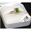 Image 1 : LADIES 14K YELLOW GOLD EMERALD & DIAMOND RING