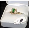 Image 3 : LADIES 14K YELLOW GOLD EMERALD & DIAMOND RING
