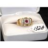 Image 3 : MENS 14K YELLOW GOLD RUBY & DIAMOND FASHION RING