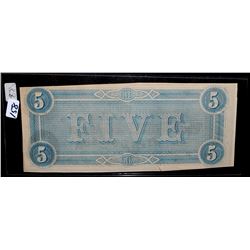 $5 CONFEDERATE STATES OF AMERICA NOTE - 1864