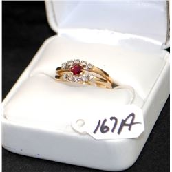 LADIES 14K YELLOW GOLD RUBY & DIAMOND FASHION RING
