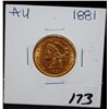 Image 2 : 1881 $5 LIBERTY GOLD COIN FROM SAFE DEPOSIT