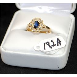 LADIES 14K YELLOW GOLD SAPPHIRE & DIAMOND RING