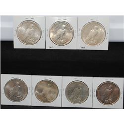 SEVEN PEACE DOLLARS FROM SAFE DEPOSIT