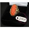 Image 1 : LADIES 14K YELLOW GOLD RING CONTAINING CORAL. THE REPLACEMENT COST IS $1,500.00. AND COMES WITH THE 
