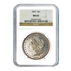 1897 $1 Morgan Silver Dollar - NGC MS65