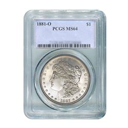 1881-O $1 Morgan Silver Dollar - PCGS MS64
