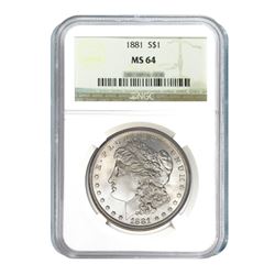 1881 $1 Morgan Silver Dollar - NGC MS64