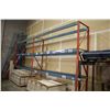Image 1 : LOT OF PALLET RACKING INC. 6 12' ORANGE UPRIGHTS AND 20 12' BLUE CROSSBARS