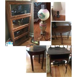 Bookcase, Lamps, Tables