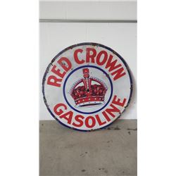 Red Crown Gasoline SSP Sign 42in Round