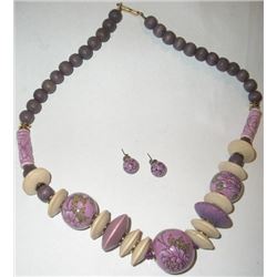 Purple vintage beautiful necklace and earring set