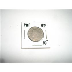 1911 Liberty "V" Nickel RFD Book Value $10+ *Nice Early FINE Grade Nickel*