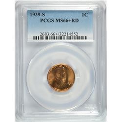 1939-S LINCOLN CENT, PCGS MS-66+ RED  CHERRY!