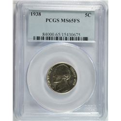 1938 JEFFERSON NICKEL, PCGS MS-65 FULL STEPS  TOUGH!