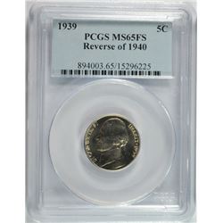 1939 REVERSE OF 1940 JEFFERSON NICKEL, PCGS MS-65 FULL STEPS