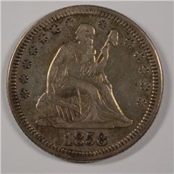 1858 SEATED QUARTER, AU