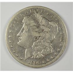 1890-CC MORGAN SILVER DOLLAR, VG-FINE  SEMI-KEY