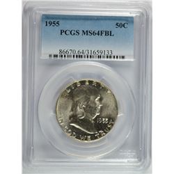1955 FRANKLIN HALF DOLLAR, PCGS MS-64 FBL