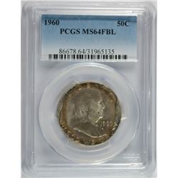 1960 FRANKLIN HALF DOLLAR, PCGS MS-64 FBL
