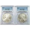 Image 1 : 2003 & 2004 AMERICAN SILVER EAGLES, PCGS MS-69
