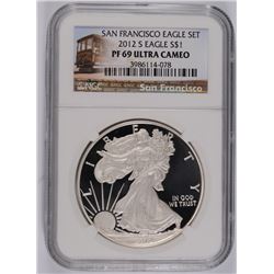 2012-S $1.00 AMERICAN SILVER EAGLE, NGC PROOF-69 ULTRA CAMEO