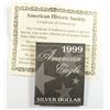 Image 2 : 1999 AMERICAN SILVER EAGLE ( COLORIZED OBVERSE )  BOX/COA