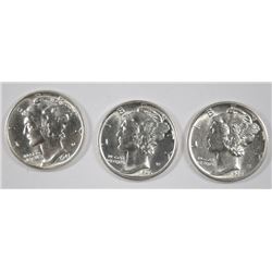 (3) MERCURY DIMES CH BU'S (1936, 1939-D, 1941)