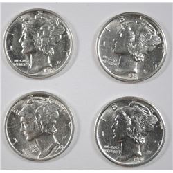 (4) MERCURY DIMES CH BU'S (1941-D, 1941-S, 1942-D, 1943-D)