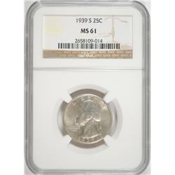 1939-S WASHINGTON QUARTER NGC MS-61