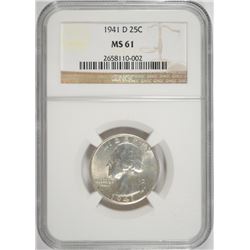 1941-D WASHINGTON QUARTER NGC MS-61