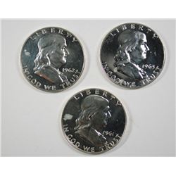 (3) PROOF FRANKLIN HALF DOLLARS (1961, 1962, 1963)
