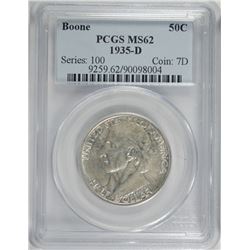 1935-D BOONE COMMEN HALF DOLLAR PCGS MS-62