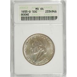 1935-D BOONE COMMEN HALF DOLLAR ANACS MS-64