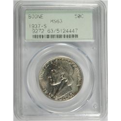 1937-S BOONE COMMEN HALF DOLLAR PCGS MS-63 (OGH)