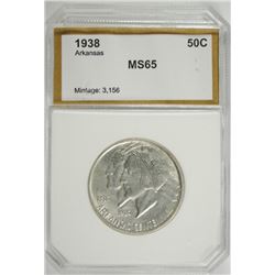 1938 ARKANSAS COMMEN HALF DOLLAR PCI MS-65