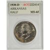 Image 1 : 1938-D ARKANSAS COMMEN HALF DOLLAR ACG MS-65