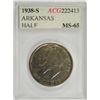 Image 1 : 1938-S ARKANSAS COMMEN HALF DOLLAR ACG MS-65