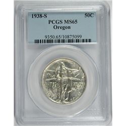 1938-S OREGON TRAIL COMMEN HALF DOLLAR PCGS MS-65
