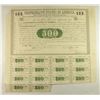 Image 1 : RARE $500.00 BOND CONFEDERATE 1861 MONTGOMERY WITH 14 - $20.00 COUPONS ATTACHED,